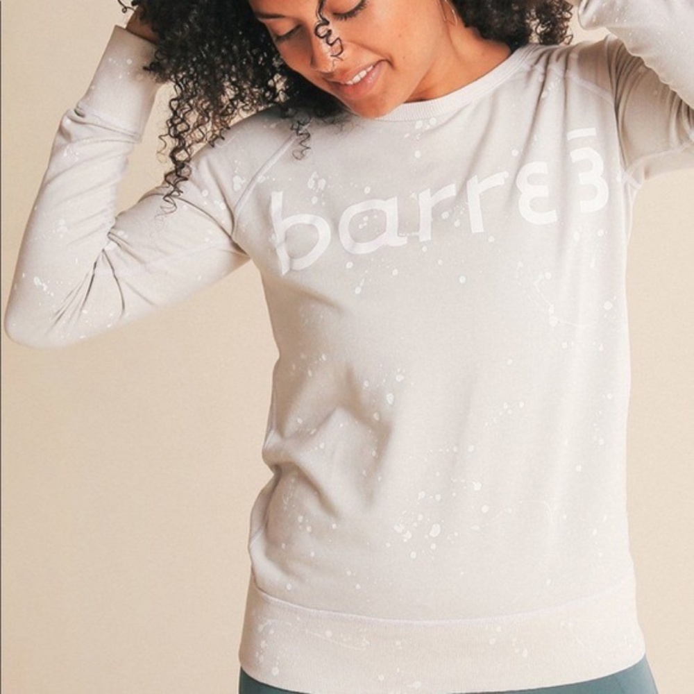 Barre3 Paint Splatter Crewneck Light Grey Sweatshirt Size M
